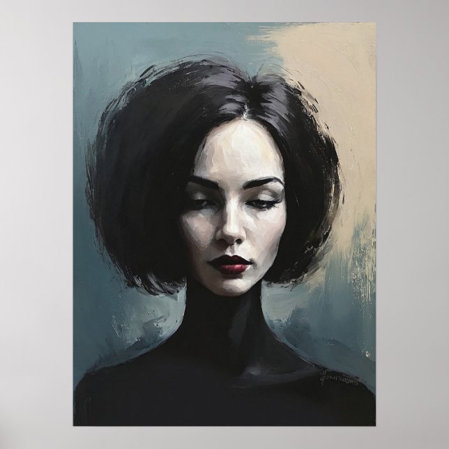 Moody Elegant Woman Portrait Art Poster (Framsidan)