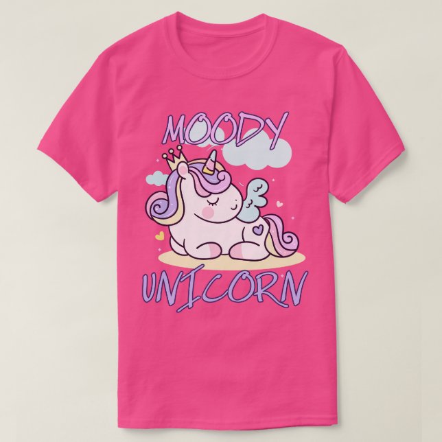 Moody encorn Cute lille Unicorn vila som du T Shirt (Design framsida)