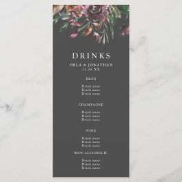 Moody Fall Blommigt Burst Bröllop Drinks Meny
