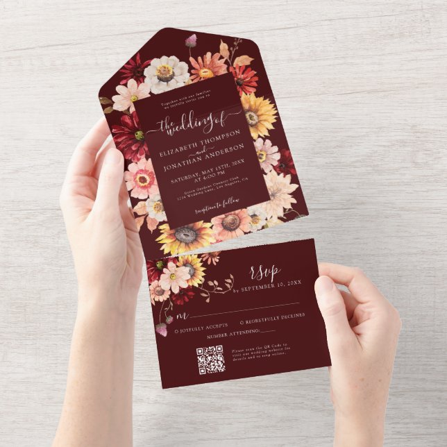 Moody Fall Burgundy Blommigt Dahlia Rustic ELLER C (Tearaway)