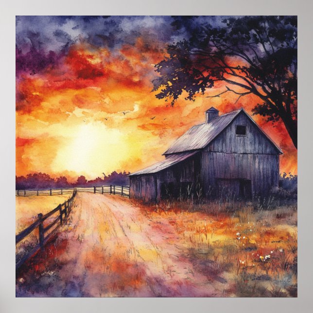 Moody Farm Sunset Poster (Framsidan)