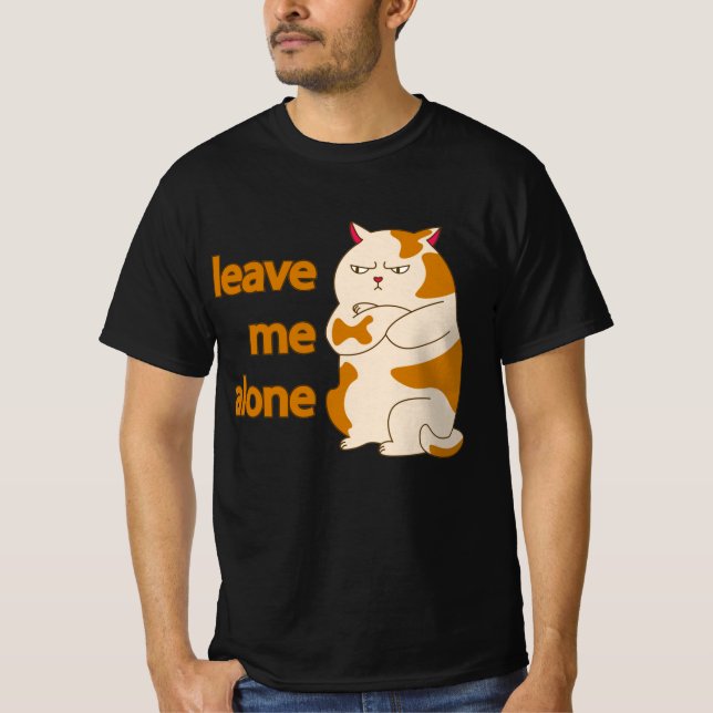 Moody fat cat leave me alone T-Shirt (Framsida)