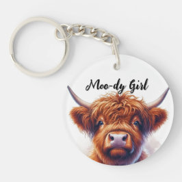 Moody flicka i Cute Highland Cow