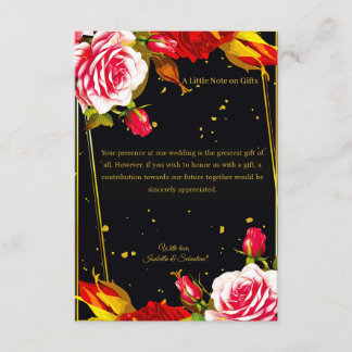 Moody Floral Svart & Guld Bröllop Önskebrunn Bil Tilläggskort