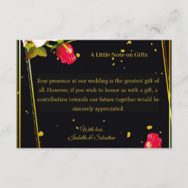 Moody Floral Svart & Guld Bröllopsdetaljkort Tilläggskort