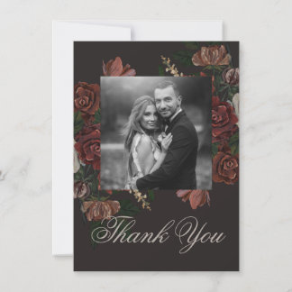 Moody Floral Wedding Thank You Card Tack Kort