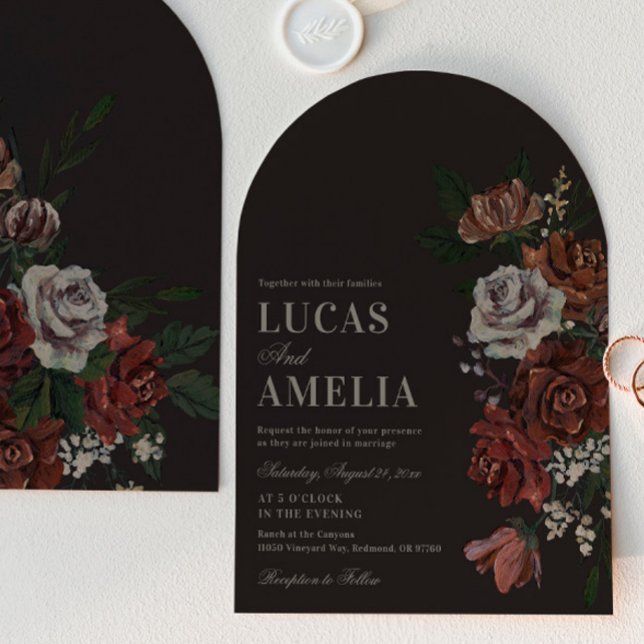 Moody Florals Arch Wedding Invitation Inbjudningar (Skapare uppladdad)