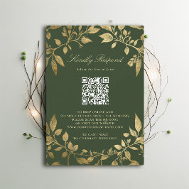 Moody Forest Foliage Frame Modern Classic QR RSVP OSA Kort