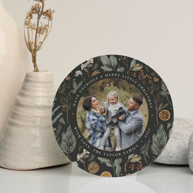 Moody fotoport för botaniskt runda Helgdag Julkort (Skapare uppladdad)