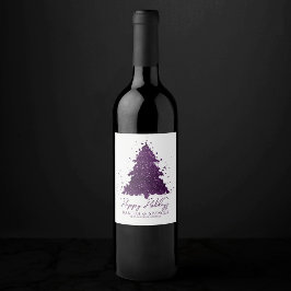 Moody God jul | Anpassningsbar för Lila av djupplo Vinflaska Etikett