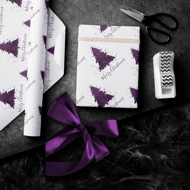 Moody God jul | Deep Plum Lila Träd Presentpapper (Skapare uppladdad)