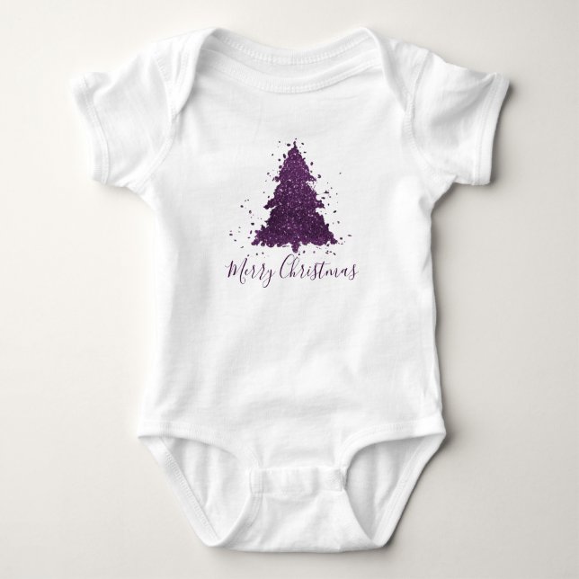 Moody God jul | Deep Plum Lila Träd T Shirt (Framsida)