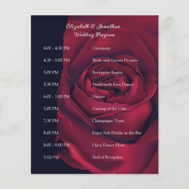 Moody Goth Red Black Halloween-Bröllopsprogram (Framsida)