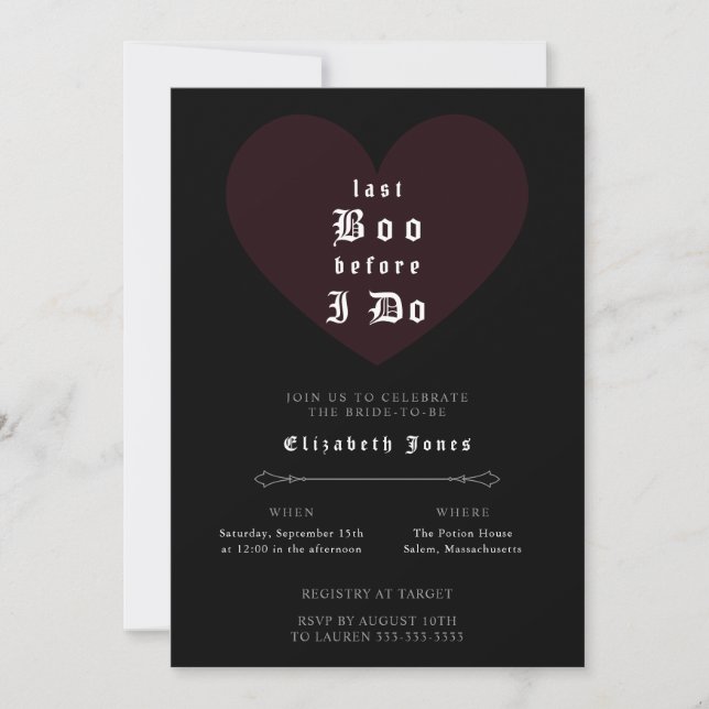 Moody Gothic Bridal Shower Invitation Inbjudningar (Framsida)