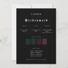 Moody Gothic Bridesmaid Proposal Invitation Inbjudningar