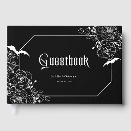 Moody Gothic Floral Wedding Black Gästböcker