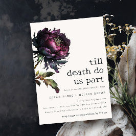 Moody Gothic Lila Black Peony Rehearsal Dinner Inbjudningar