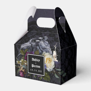 Moody Gothic Lila Blommigt Bouquet på Svarta Snöre Presentaskar