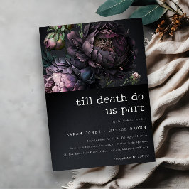 Moody gotisk Mörk Lila Black Peony Bröllop Inbjudningar