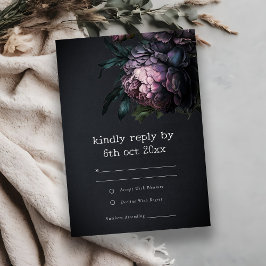 Moody gotisk Mörk Lila Black Peony Bröllop OSA Kort