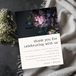 Moody gotisk Mörk Lila Black Peony Bröllop Tack Kort