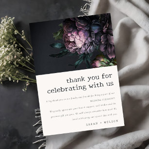 Moody gotisk Mörk Lila Black Peony Bröllop Tack Kort