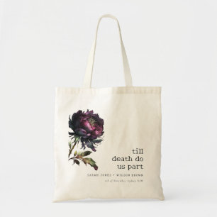 Moody gotisk Mörk Lila Black Peony Bröllop Tygkasse