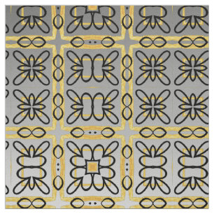 Moody Grått Guld Geometric Cotton Twill Yardage Tyg