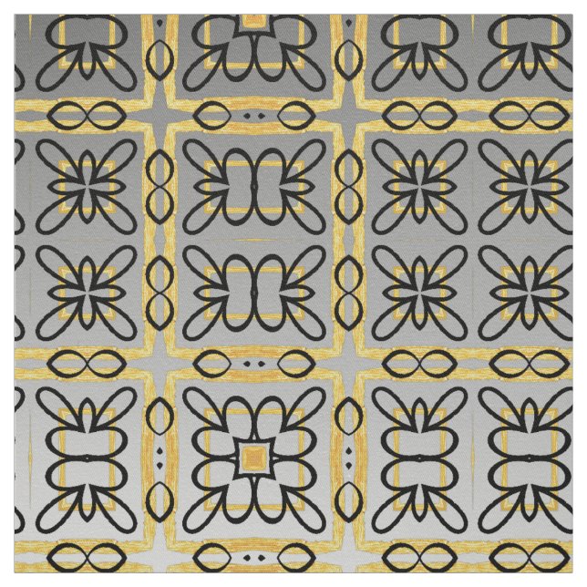 Moody Grått Guld Geometric Cotton Twill Yardage Tyg (Provkarta)