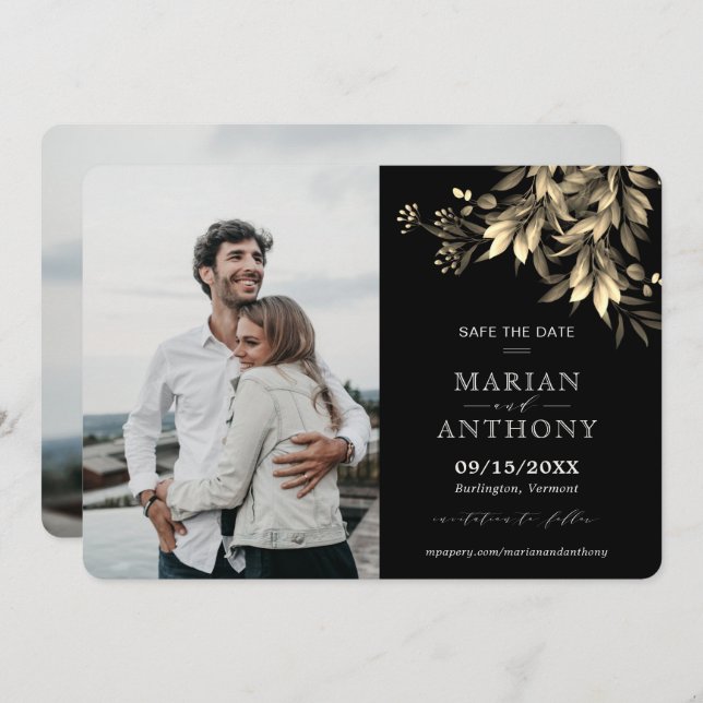 Moody Greenery Eucalyptus Black & Beige Spara Datumet (Fram/baksida)