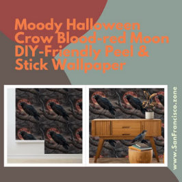Moody Halloween Kråka Blodrödskal och Stick Måne