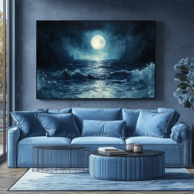 Moody havets månläge med Vinkar krasch Poster (Skapare uppladdad)