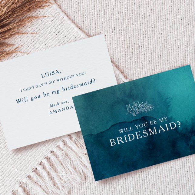 Moody havsytans vattenfärgsBridesmaid Frieri kort (Skapare uppladdad)
