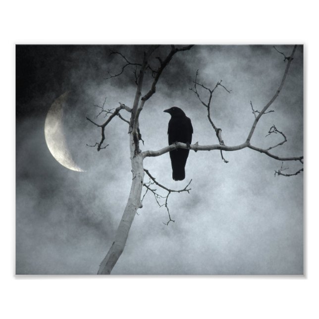 Moody Himlar och ett halvmåne Måne Fototryck (Framsidan)