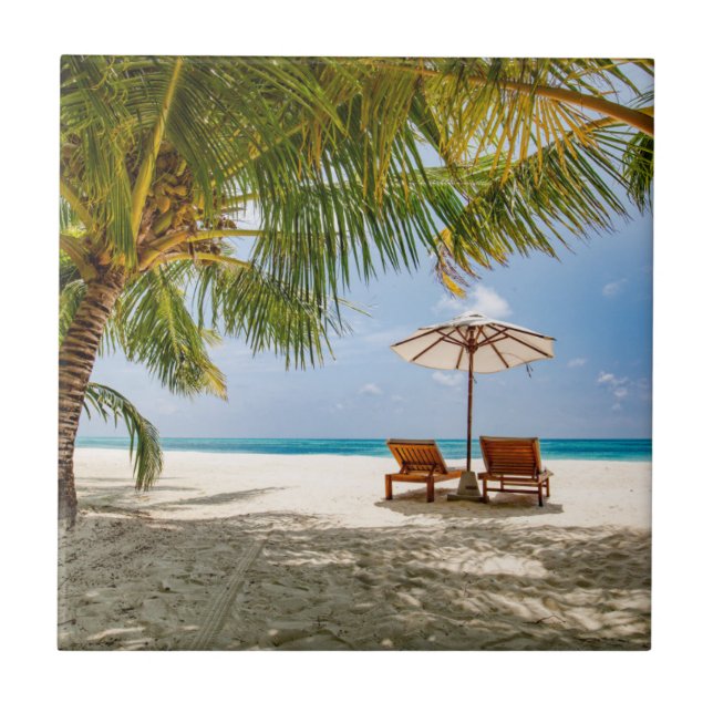 Moody himmel för palmträd | kakelplatta (Framsidan)