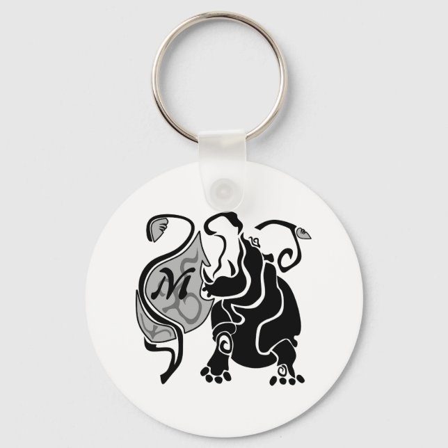 Moody Hippo Monogram Nyckelring (Framsida)