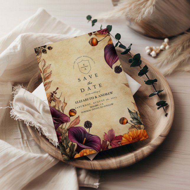 Moody hösten Blommigt Bröllop Spara Datumet (Skapare uppladdad)
