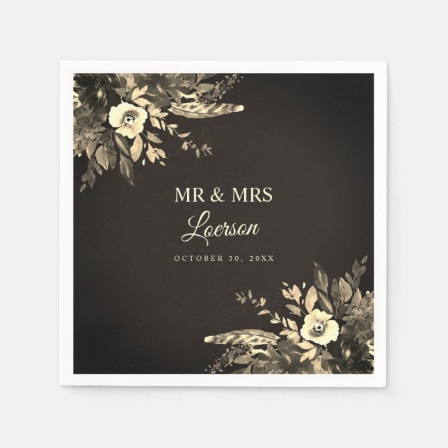 Moody höstfärgade torkade blommor Bröllop Pappersservett (Framsidan)