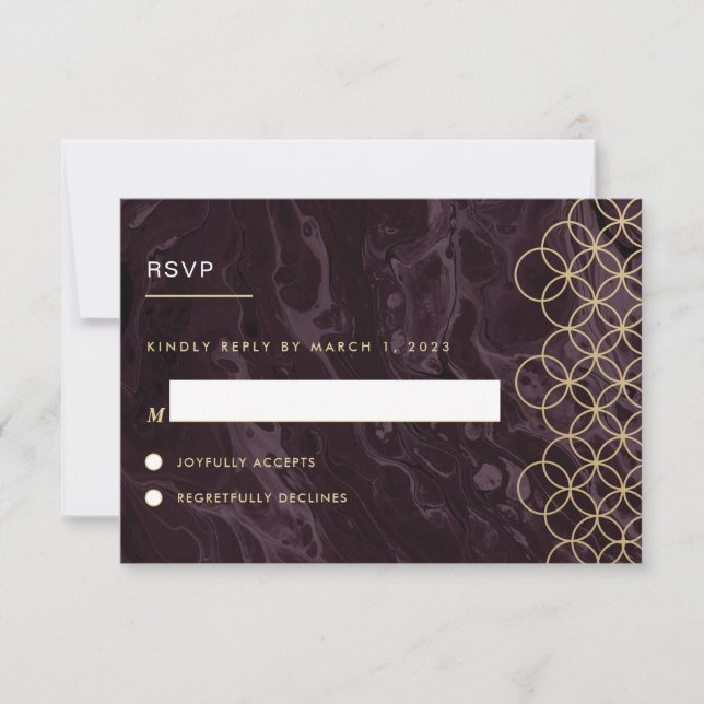 Moody Hues Burgundy Marble OSA Reply Card (Framsida)