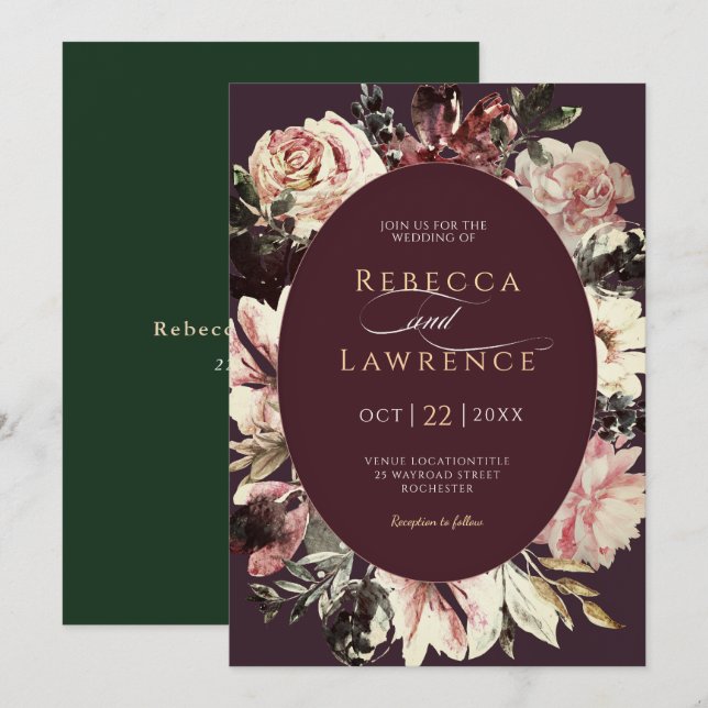 Moody inbjudan att lämna bröllopsinbjudan för vatt (Fram/baksida)