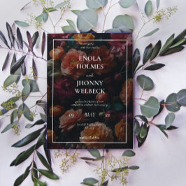 Moody inbjudan till mörk för romsk Blommigt bröllo