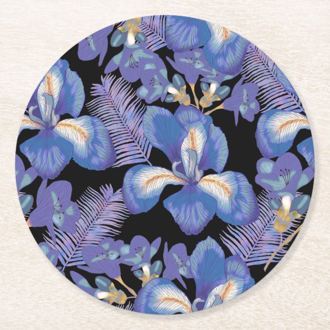 moody iris underlägg papper rund (Framsidan)