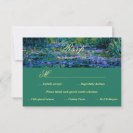 Moody Jewel Tone Monet Lily Pond Art Wedding Meal OSA Kort