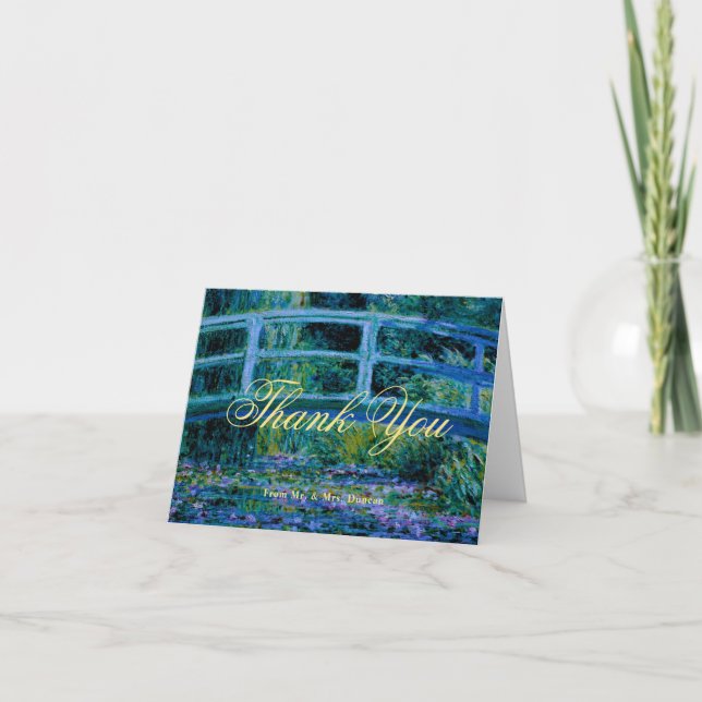 Moody Jewel Tones Monet Lily Pond Fine Art Wedding Tack Kort (Framsida)