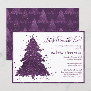 Moody jul Deep Plum Lila Träd Trim Party Julkort