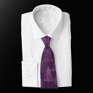 Moody jul Mönster Mörk Plum Lila Träd Slips