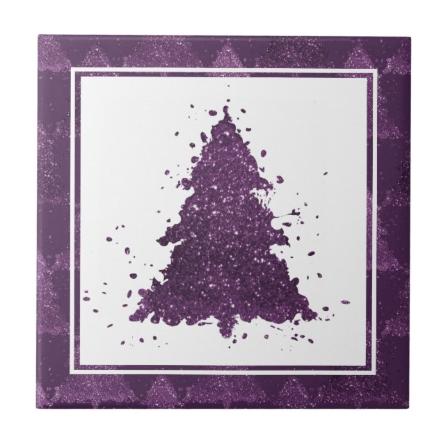 Moody Julgran | Deep Plum Lila Splatter Kakelplatta (Framsidan)
