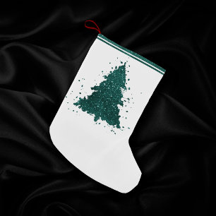Moody Julgran Mörk Midnight Teal Splatter Liten Julstrumpa