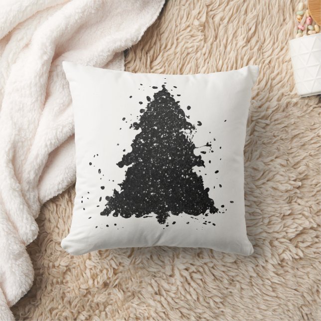 Moody Julgran | Onyx Silvery Black Splatter Kudde (Filt)