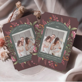 Moody julkort för vintertid Blommigt Gräns Inbjudningar